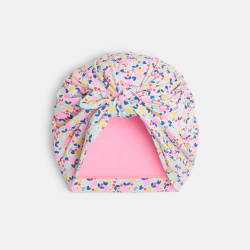 قبعة استحمام بشكل العِمَامَة، مُزينة بطبعة زهور للفتيات الرُضع